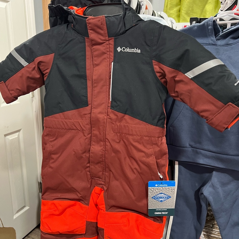 Columbia Kids Two-Tone Red and Black Insulated Snow One-Piece